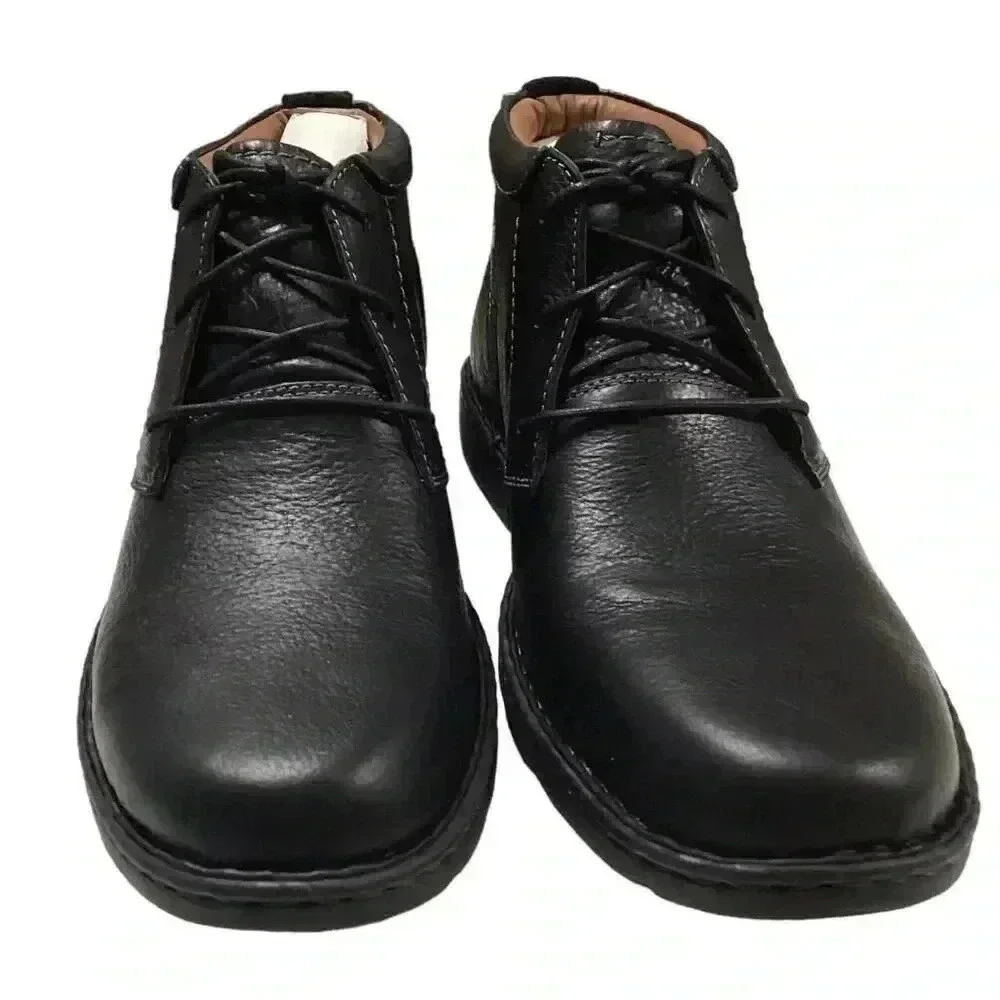 Clarks Chukka Boots Mens 15 W Wide Black Leather Lace Up Stratton Limit NEW
